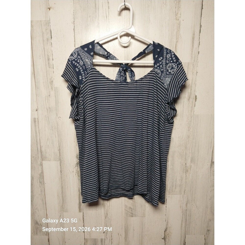Weekend Suzanne Betro 2X Mixed Print Flutter Sleeve Top